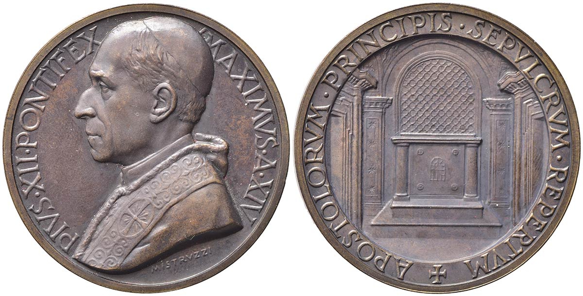 CITTA DEL VATICANO Pio XII 1939 1958 Medaglia Anno XIV Sepolcro