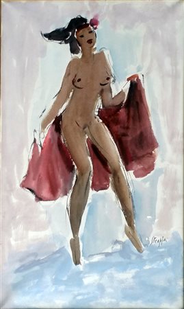 Leonardo Stroppa "Ballerina nuda" - Tempera su carta intelata - cm 50x30 -...