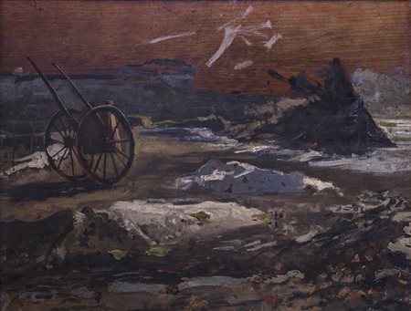EMILIO GOLA (1851-1923) Paesaggio Invernale (Mondonico), 1900 circa Olio su...