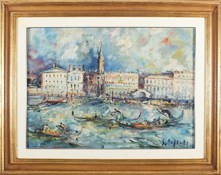 CAPPELLO EMANUELE (n. 1936) Venezia. . Olio su tela . Cm 50,00 x 70,00. Firma...