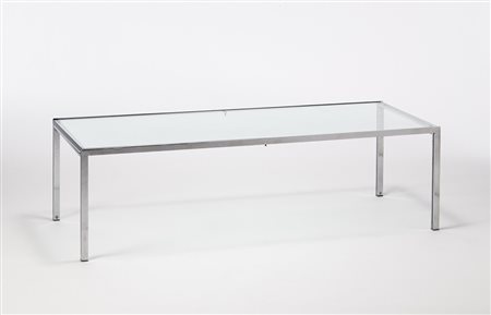 Ross Littell ( 1924 - 2000) Tavolino rettangolare con piano in vetro....