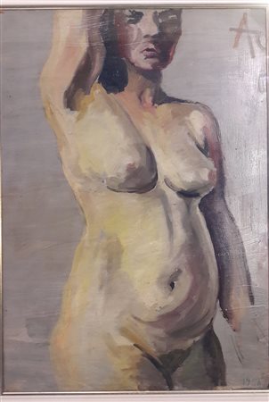 Silvano Gilardi (Abacuc) "Nudo di donna" - 1954 - Olio su cartone spesso - cm...