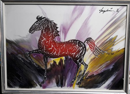 Sage Vernis "Cavallo" - 1974 - Acrilici, resine e smalti su cartone - cm...