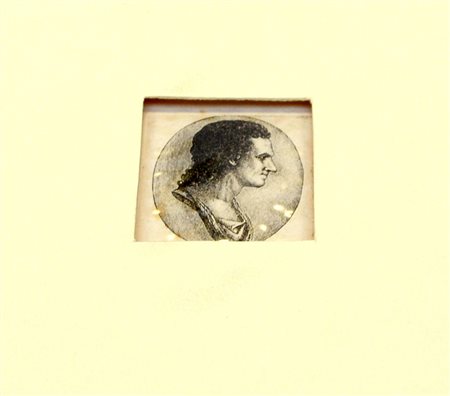 Stampa di David Deuchar (1743-1808) raffigurante profilo virile (cm 5x4,5...