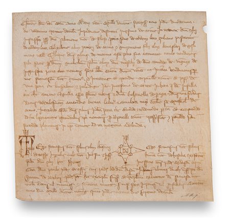 [ATTO NOTARILE, Padova] -- Documento privato d'epoca medievale su pergamena,...