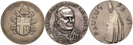 ROMA. Tre medaglie papali in argento, una di Paolo VI 1977, e due di Giovanni...