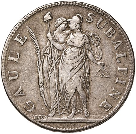 TORINO. Repubblica Subalpina (1800-1802). 5 franchi l'anno 10. Pagani 6. AG....