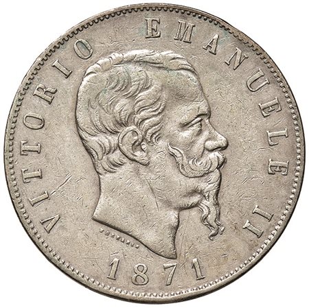 REGNO D'ITALIA. Vittorio Emanuele II (1861-1878). 5 lire 1871 Roma. Pagani...