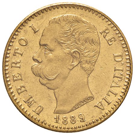 REGNO D'ITALIA. Umberto I (1878-1900). 20 lire 1889. Pagani 584. Oro. Rara....