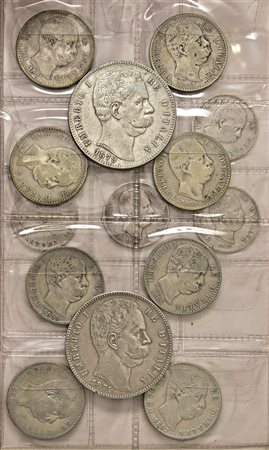 REGNO D'ITALIA. Umberto I (1878-1900). Quindici monete in argento: due da 5...