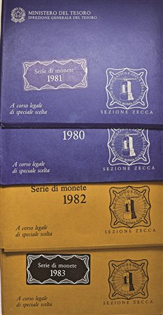 REPUBBLICA ITALIANA. Serie in confezione di zecca dal 1980 al 1993, più due...