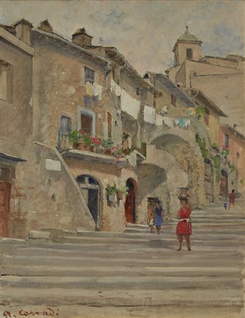 Alfonso Corradi (Castelnovo di Sotto 1889 - Milano 1972) "Palestrina" olio su...