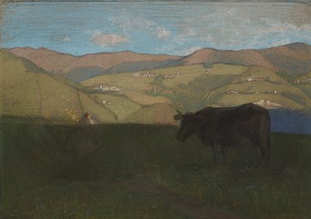 Giovanni Sottocornola (Milano 1855 - 1917) "Paesaggio montano" pastello su...