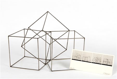 Francois Morellet (1926-2016), Trois cubes imbriques, 1977 aste in acciaio...