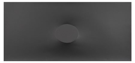 Turi Simeti (1929), Un ovale grigio, 1985 acrilico su tela sagomata, cm 40x90...