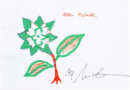 OLAF NICOLAI (1962) Ideal Flower Tecnica mista su cartolina postale cm 10x15...