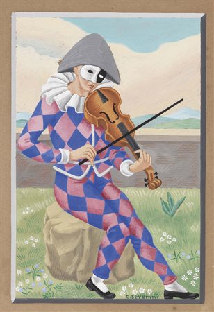 Gino Severini, Cortona (Ar) 1883 - Parigi 1966, Harlequin avec violon,...