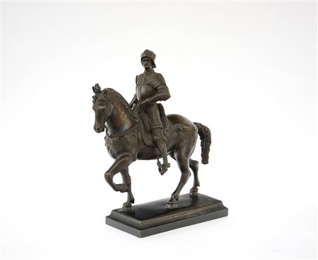 Veprecchio "Bartolomeo Colleoni a cavallo" scultura in bronzo firmata alla...