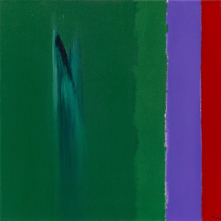 ENNIO FINZI (1931) Verde violetto rosso, 2000 Olio su tela cm 50x50 Firma al...