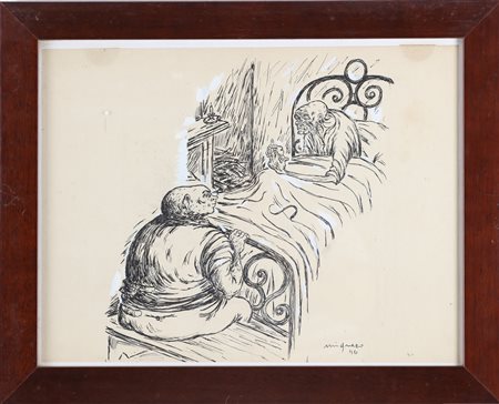 MIGNECO GIUSEPPE (1908 - 1997) Senza titolo. 1946. mista su carta. Cm 41,50 x...