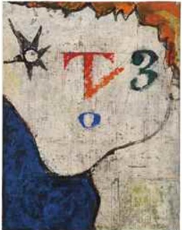 Osvaldo Licini (1894-1958) Figura T 3 olio su tela applicata su tavola cm...