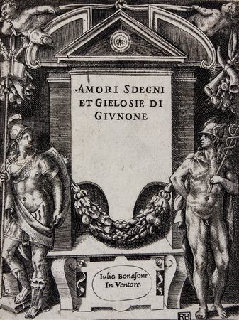 Giulio Bonasone,&nbsp;Frontespizio della serie Amori Sdegni et Gielosie di...