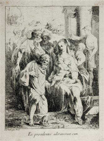 Giovanni David,&nbsp;Adorazione dei Magi.Da Dosso Dossi. 1776.Acquaforte. mm...