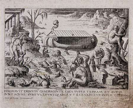 Etienne Delaune,&nbsp;Lotto di quattro tavole con la Storia di Noè.Quattro...