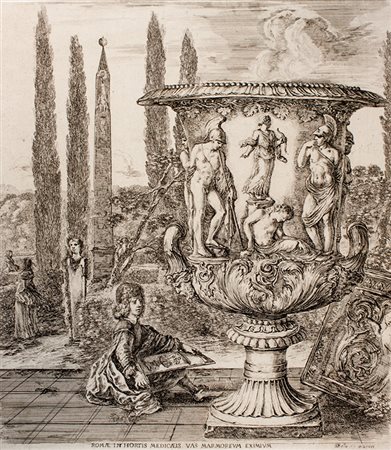Stefano Della Bella,&nbsp;Il vaso dei Medici.1656Acquaforte. mm 306x270. DVM,...