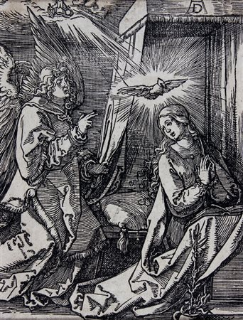 Albrecht Dürer,&nbsp;Annunciazione.Xilografia. mm 126x98. Meder, 128....