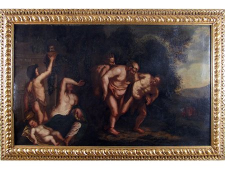 Scuola italiana (XVII secolo) Baccanale 90x146,5 cm Olio su tela
