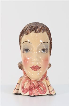 M.G.A. Portapenne viso di donna in ceramica. -. Cm 12,00 x 20,50 x 11,00....