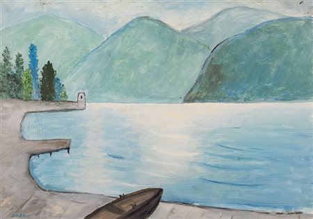 ANGELO DEL BON (1898-1952)Lago di Como, 1945Olio su telacm 50x70Firma al...