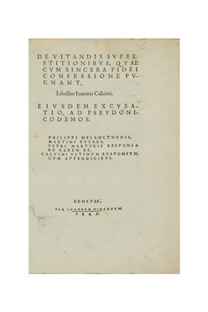 CALVINO, Giovanni (1509-1564) - De Vitandis superstitionibus, quae cum...