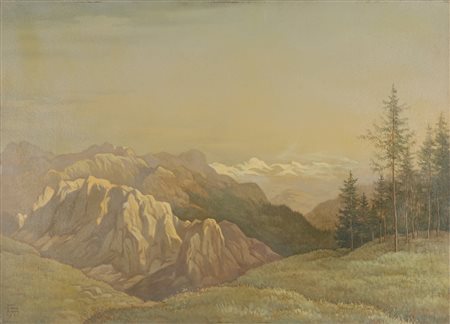 GEORGIEV BORIS (1888 - 1962) Paesaggio alpino. . Olio su tela . Cm 85,00 x...