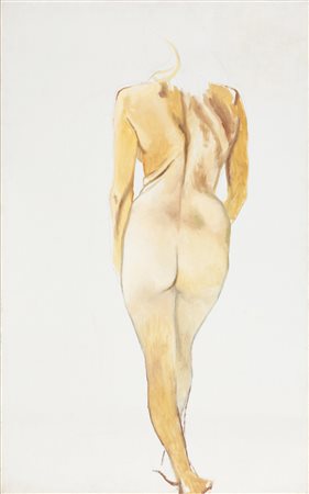GUTTUSO RENATO (1912 - 1987) Nudo di schiena. . 1979. Tecnica mista su tela....