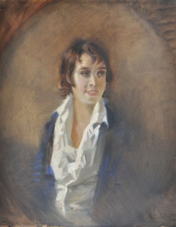 Orazio Gaigher (Levico 1870 – Meran/Merano 1938) Bildnis einer Frau;Öl auf...