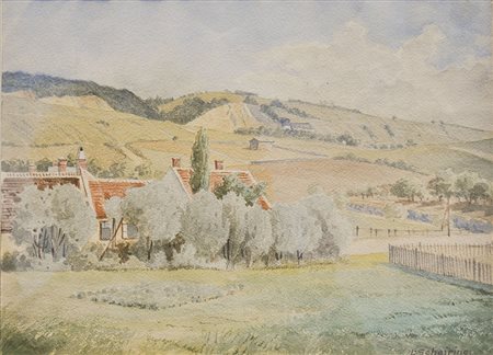 Leopold Scheiring Nassereith 1884 – 1927) Gehöft in Österreich;Aquarell, 17 x...
