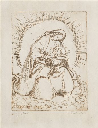 Maria Delago Madonna mit Kind;Radierung, 15,2 x 12,8 cm (Platte), gerahmt...