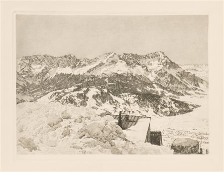 Hans Boresch Blick auf das Karwendelgebirge bei Innsbruck, 1935;Radierung, 20...