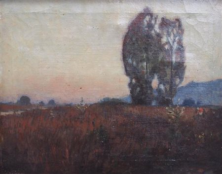 Josef Demetz Abendlandschaft;Öl auf Leinwand, 30,5 x 39 cm, gerahmt Signiert
