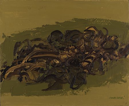 ENNIO MORLOTTI (1910 - 1992) Girasoli, 1974 ca. olio su tela, cm 50 x 61...