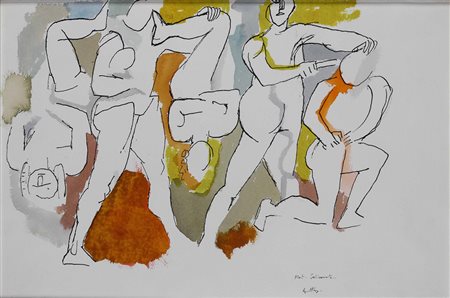Renato Guttuso (1911-1987), Senza titolo, tecnica mista su carta, cm 30x45...