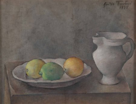 Guido Trentini (1889 - 1975), Natura morta con frutta, 1935, olio su tela, cm...