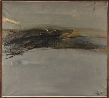 Rodolfo Aricò (1930-2002), Senza titolo, 1958, olio su tela, cm 90x100...