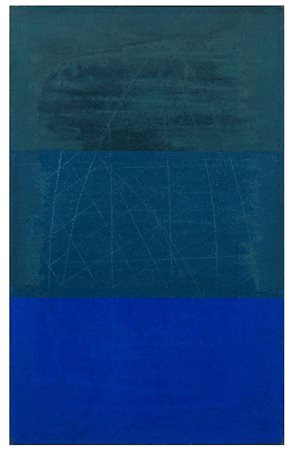 Rocco Borella (1920-1994), BeVB, 1959, tempera su tela di juta, cm 78x48...