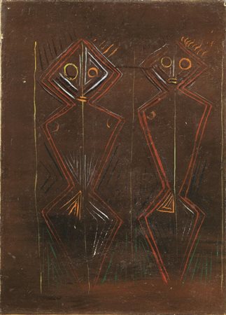 George Papazoff LE COUPLE, 1925olio su carta applicata su tela, cm 45,5x32...