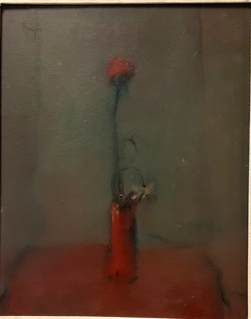 Antonio Munciguerra, "La rosa rossa", olio su tela cm 50x40