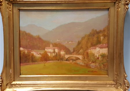 Casogella, "Paesaggio in Val di Susa", olio su tela cm 30x40, firma in basso...