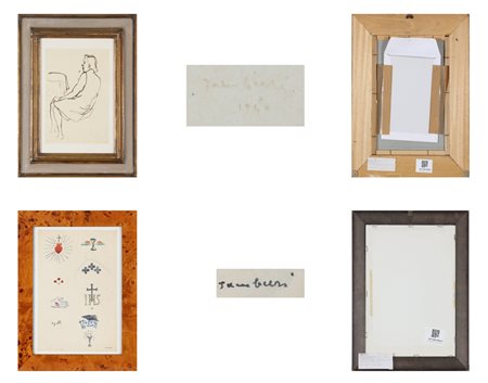 TAMBURI ORFEO (1910 - 1994) Lotto composto da n. 2 disegni. Donna seduta....